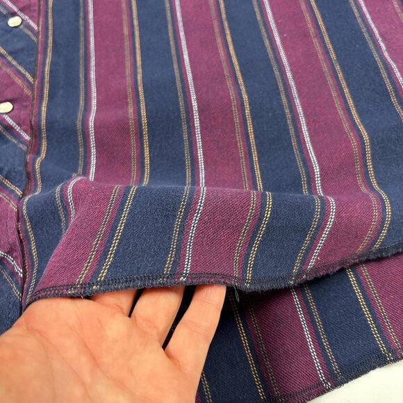 Vintage Wrangler Pearl Snap Western Shirt Mens XL Purple and Blue Striped - Picture 4 of 8